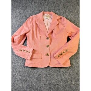 Talbots Womens Blazer Size 4 Coral Pink Tailored Jacket Preppy Coastal Career